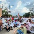 Congress stages protest in Doraha over paper leaks, burns effigies of PM Modi and CM Mann