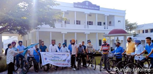 ਗੁਰੂ ਨਾਨਕ ਨੈਸ਼ਨਲ ਕਾਲਜ ਵਿਖੇ ਵਿਸ਼ਵ ਸਾਈਕਲ ਦਿਵਸ ਮਨਾਇਆ