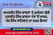 ਅਮਰਜੀਤ ਸਿੰਘ ਚਾਵਲਾ ਤੇ ਮੁਅੱਤਲ ਗ੍ਰੰਥੀ ਮਲਕੀਤ ਸਿੰਘ ਖ਼ਾਲਸਾ ਪੰਥ ’ਚੋਂ ਖਾਰਜ, ਪੰਜ ਸਿੰਘ ਸਾਹਿਬਾਨ ਦਾ ਸਖ਼ਤ ਫੈਸਲਾ